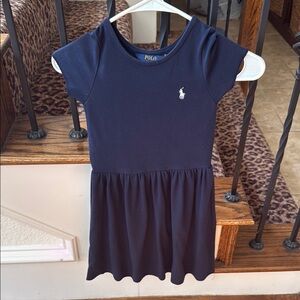 Navy Blue Polo Dress with White Logo